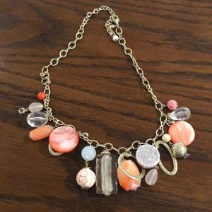 Peach and coral beaded necklace